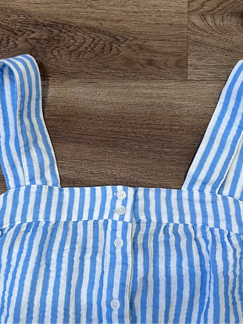 LAKE Hamptons Pajama Set in Sail Blue Awning Stripe Gauze Medium - Picture 3 of 13